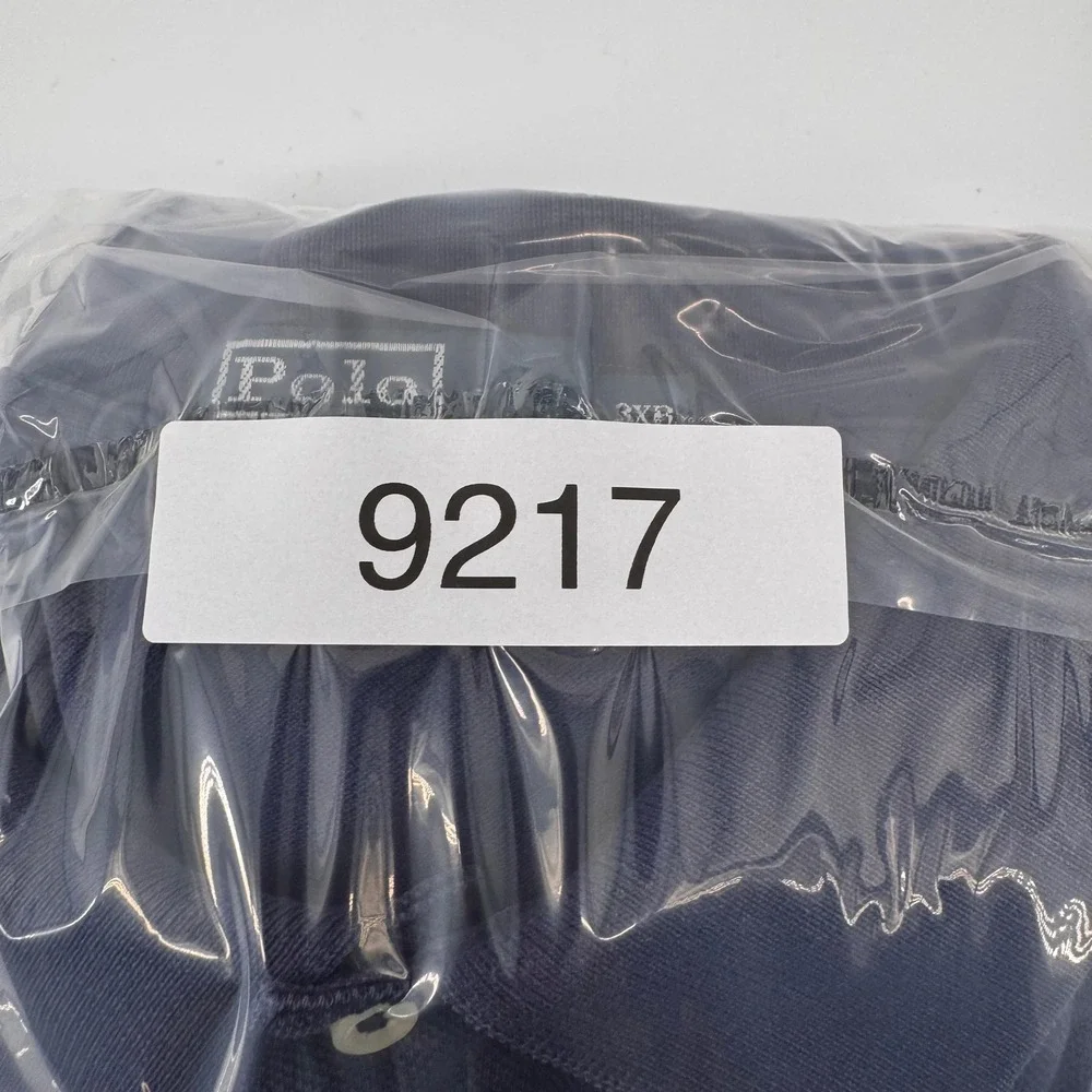 Polo Ralph Lauren Polo Shirt Men 3XB Navy Blue Long Sleeve Pique Cotton Big Tall